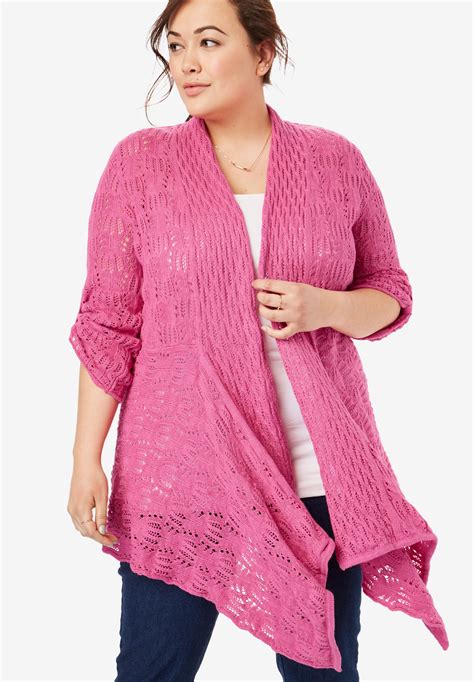 pointelle open front cardigan